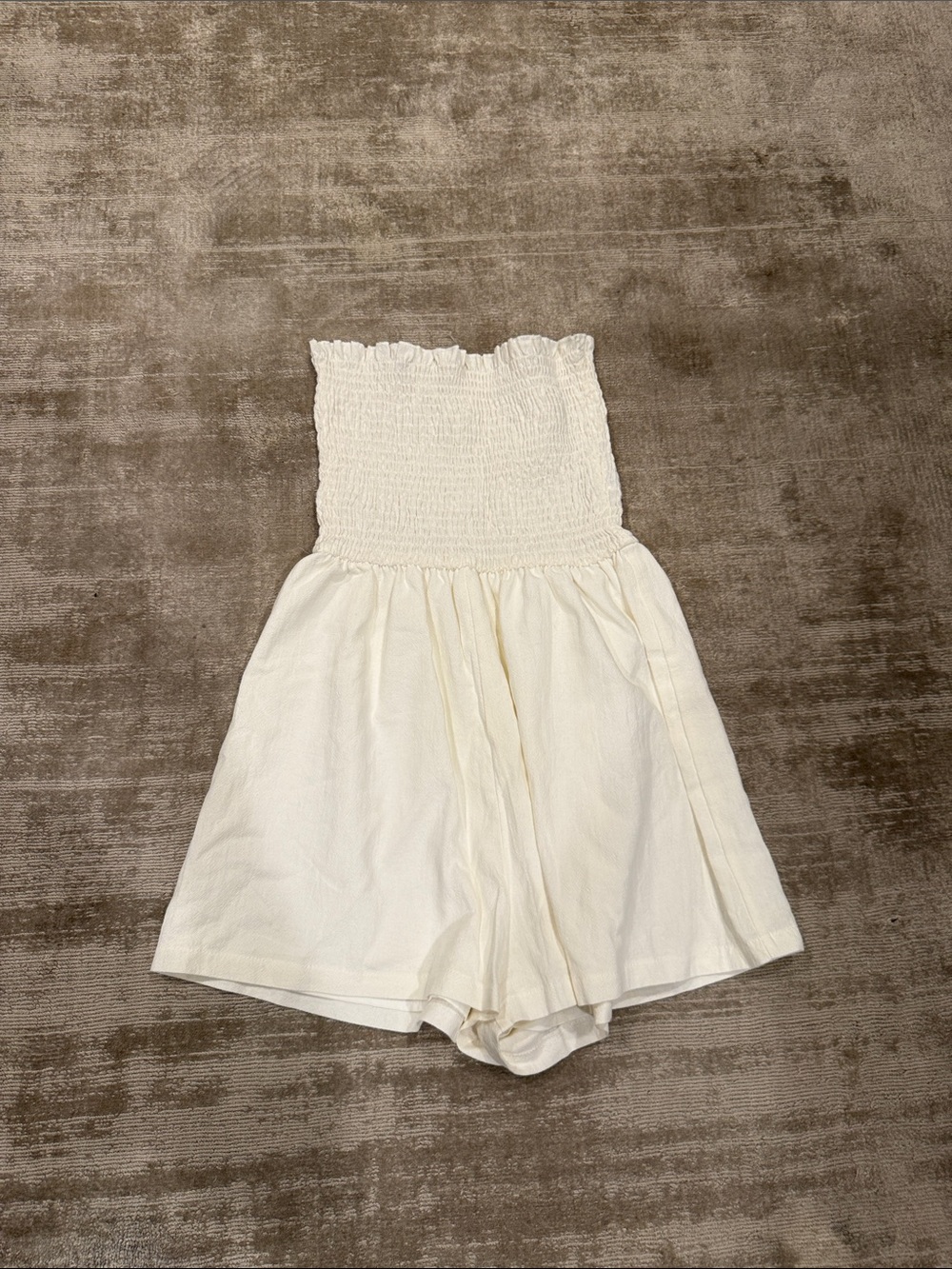 NEW White Smocked Strapless Romper